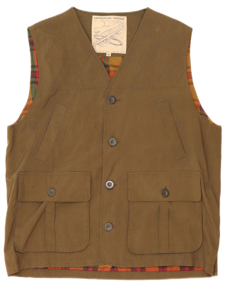 Colete utilitário masculino vintage IT 50 grande poliamida cáqui