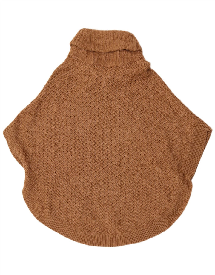 Massimo Dutti Poncho Jumper feminino US 8 lã marrom médio
