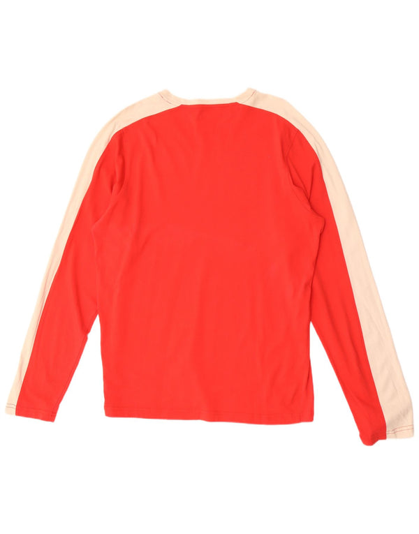 Kappa Mens Top Manga Longa XL Vermelho Colorblock Algodão