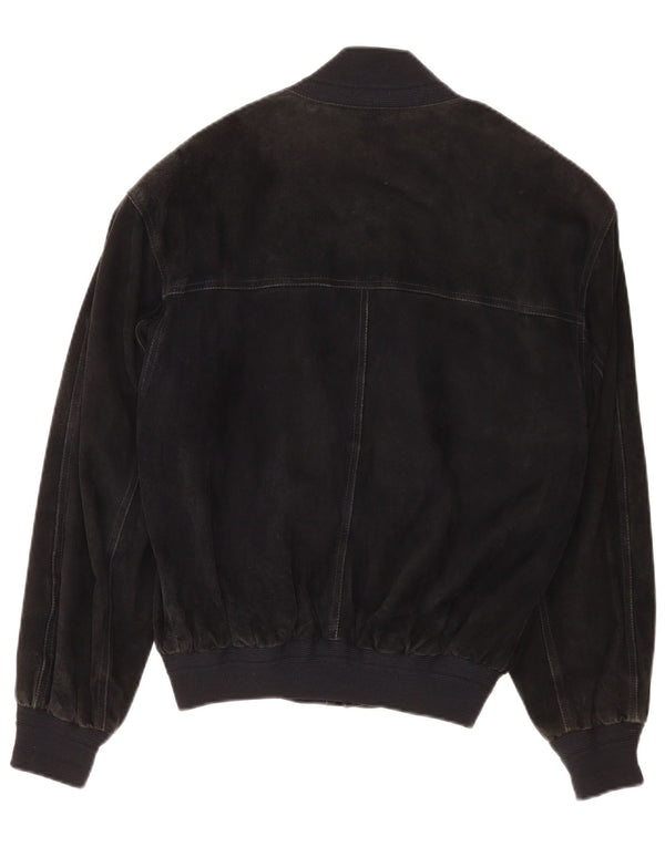 Jaqueta bomber masculina vintage de camurça IT 48 couro preto médio