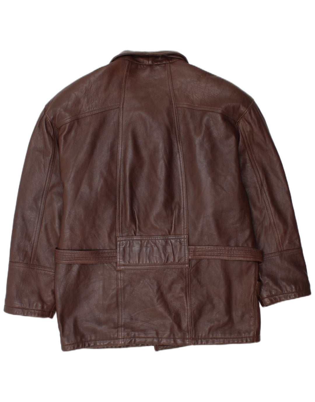 Jaqueta de couro masculina vintage com cinto UE 50 grande couro marrom