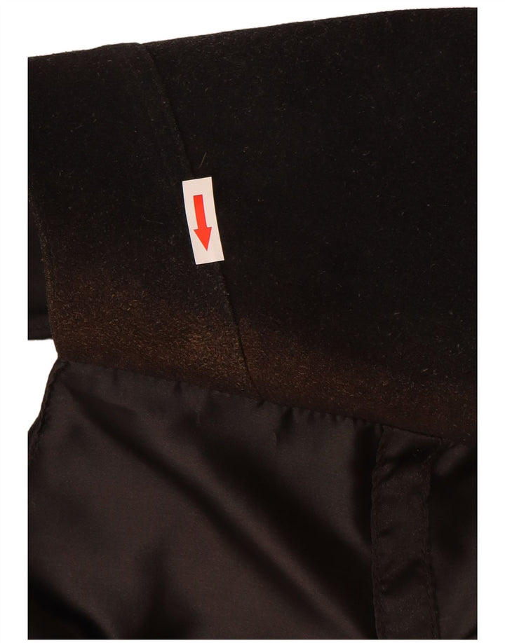 Colete de camurça vintage feminino Reino Unido 14 couro preto médio