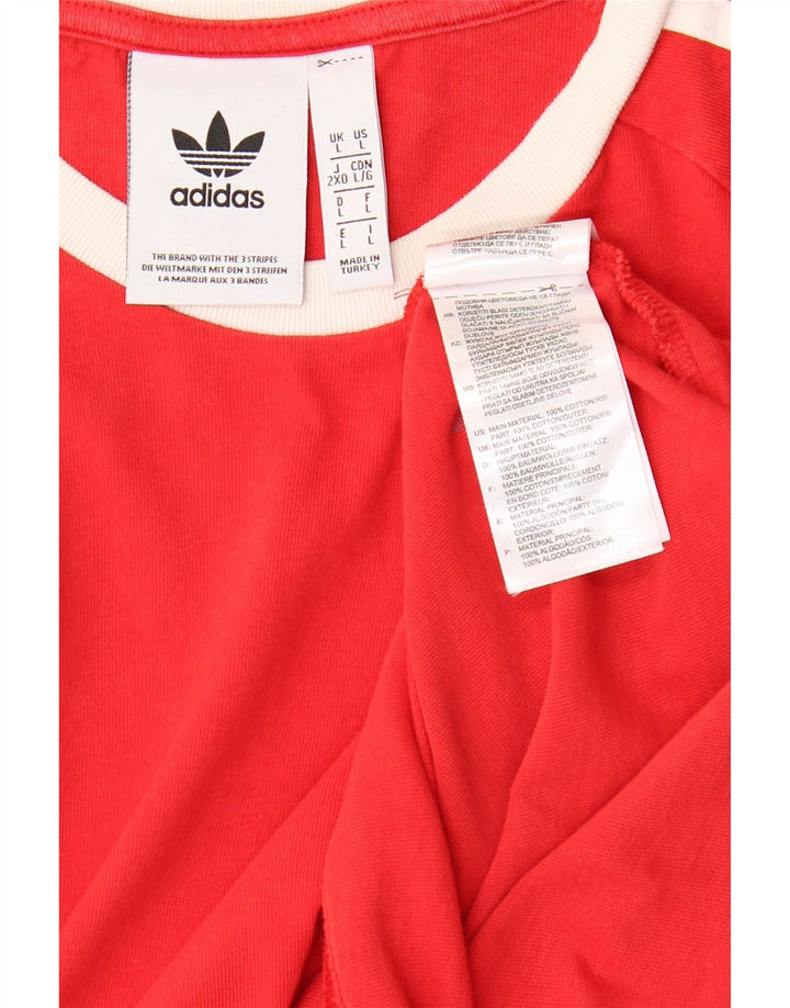 ADIDAS Mens T-Shirt Top Grande Algodão Vermelho