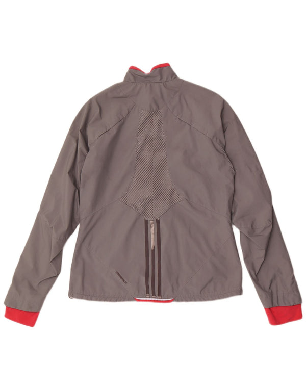 Adidas Womens Tracksuit Top Jacket UK 16 Grande Cinza Colourblock Poliéster
