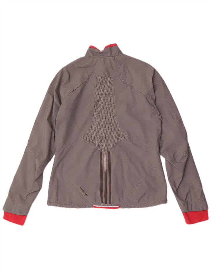 Adidas Womens Tracksuit Top Jacket UK 16 Grande Cinza Colourblock Poliéster