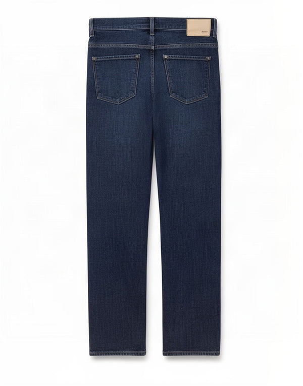 Hugo Boss Mens Straight Jeans W33 L32 Azul Marinho Algodão