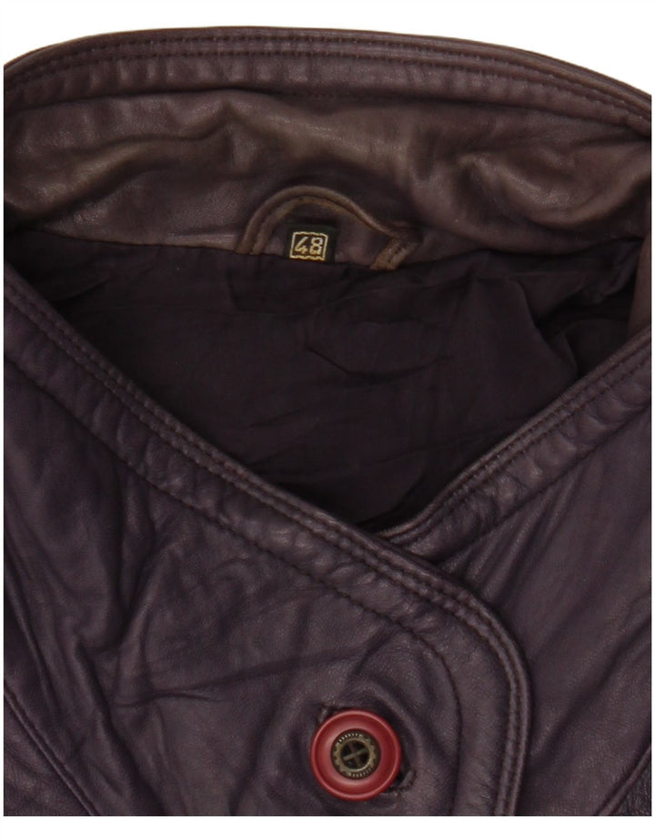 Casaco de couro feminino VINTAGE EU 48 2XL couro roxo