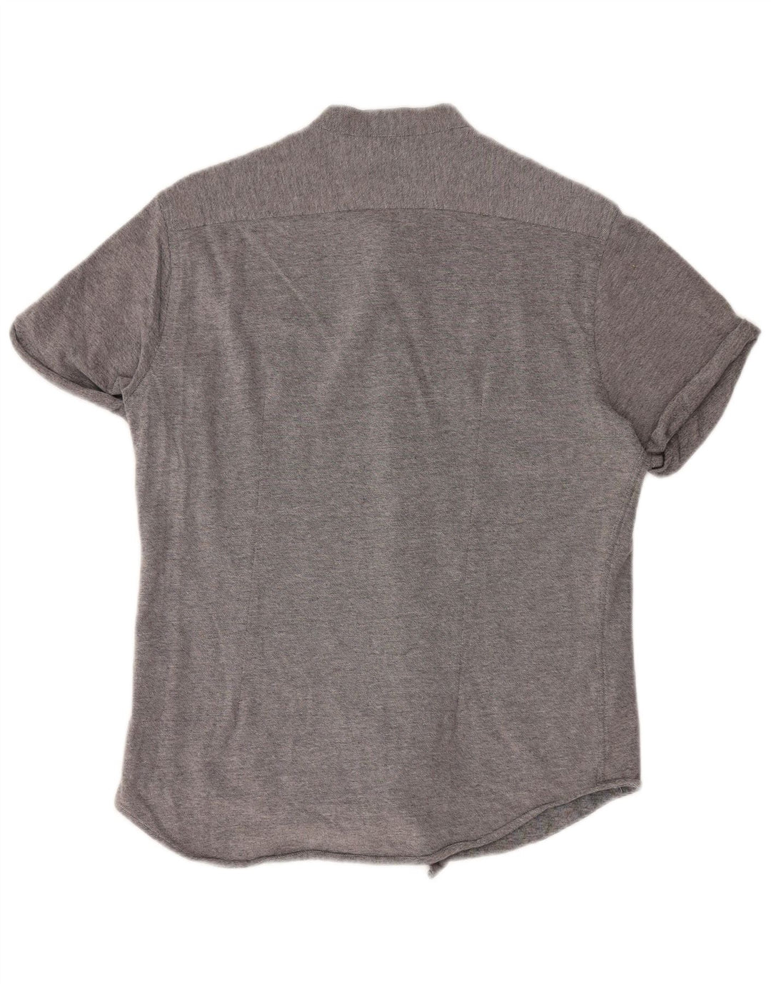Zara Camisa masculina de manga curta slim fit grande cinza