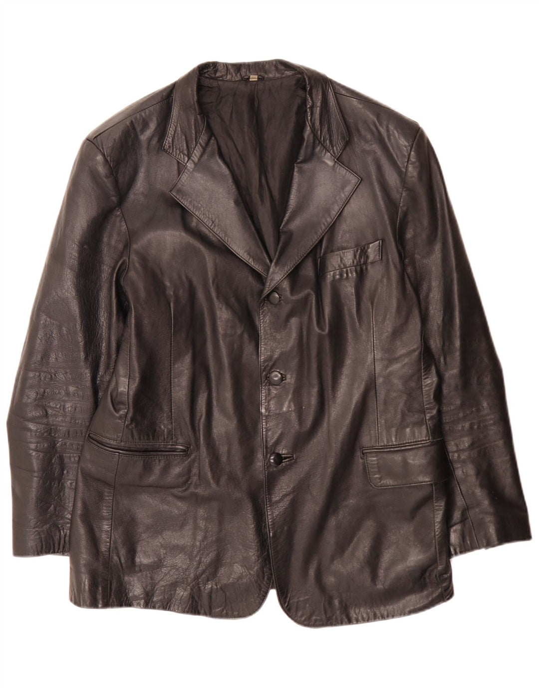 Jaqueta blazer masculina vintage de couro com 3 botões IT 54 XL preta