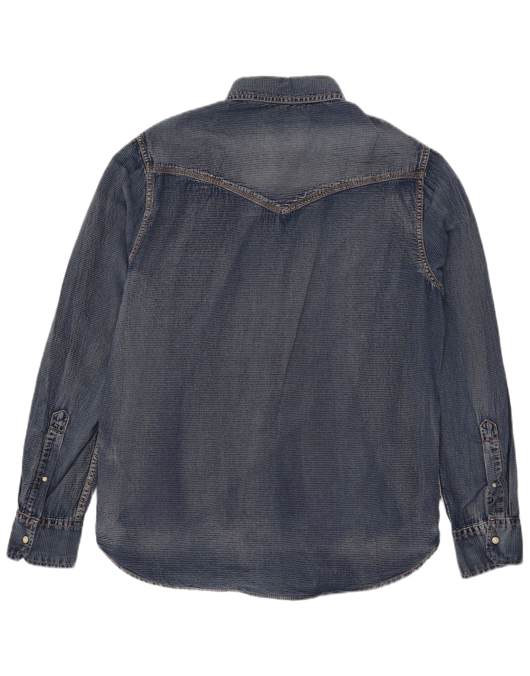 Camisa jeans masculina Grand & Hills grande algodão azul