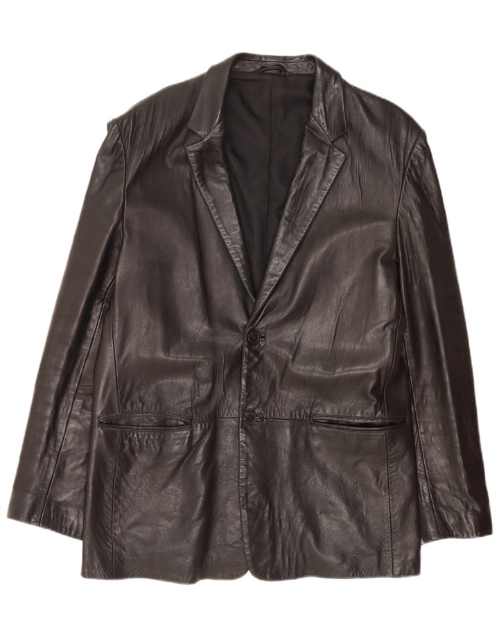 Jaqueta blazer masculina de couro com 2 botões Mexx IT 52 XL couro preto