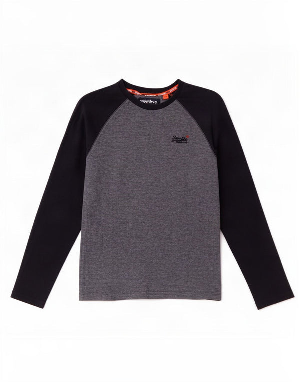 Top masculino Superdry manga comprida XS azul marinho algodão colorblock