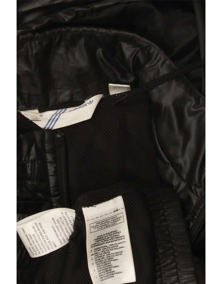 Adidas Womens Hooded Tracksuit Top Jacket EU 36 Pequeno Poliéster Preto