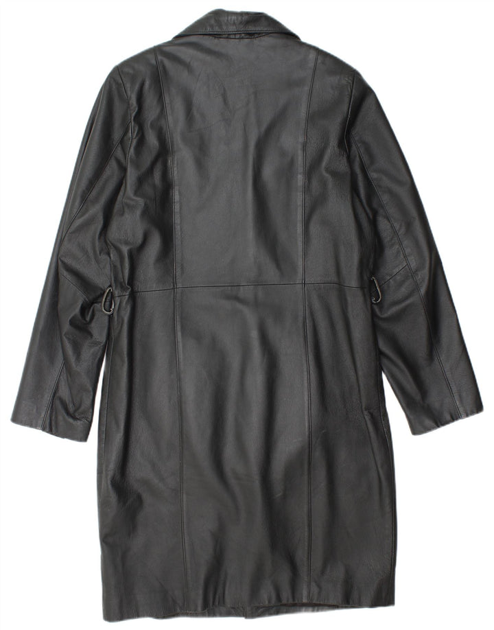 Casaco de couro feminino VINTAGE UK 14 couro preto médio