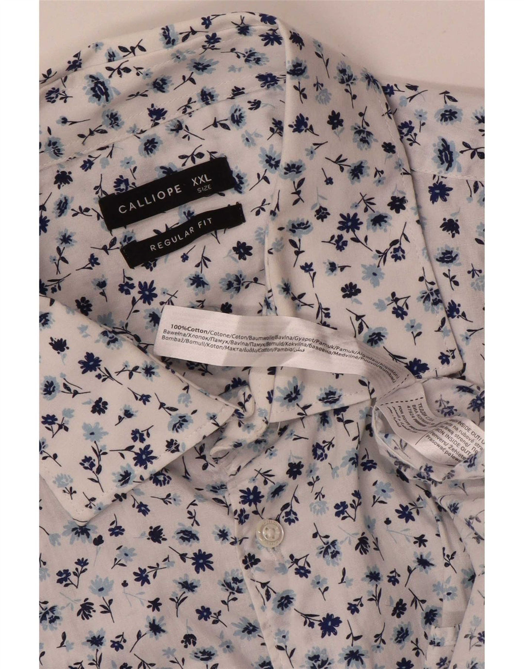 Camisa masculina regular fit Calliope 2XL algodão floral branco