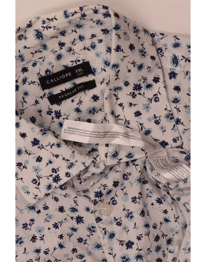 Camisa masculina regular fit Calliope 2XL algodão floral branco