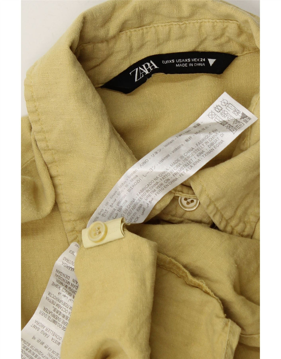 Camisa oversized feminina ZARA UK 6 XS linho amarelo