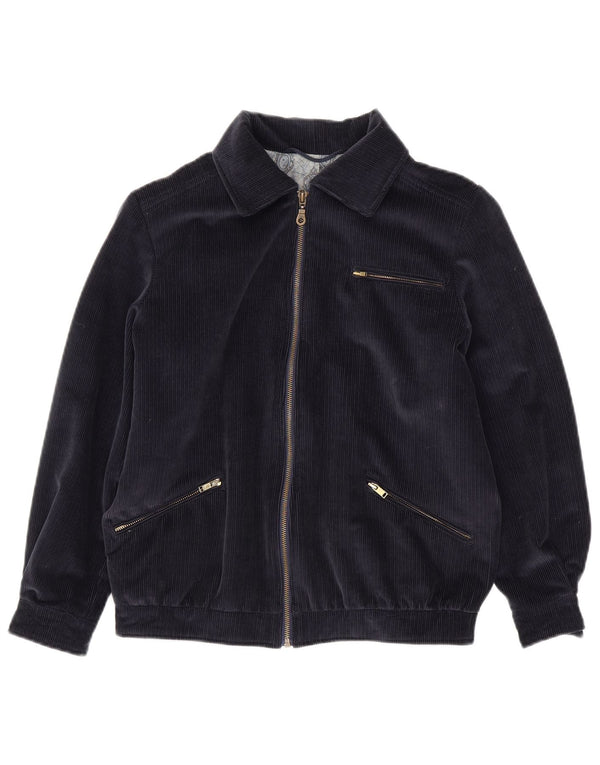 Jaqueta feminina de veludo VINTAGE UK 12 caxemira azul marinho médio