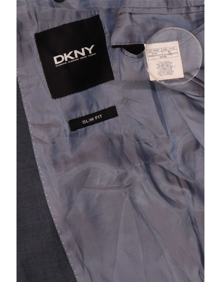 Jaqueta blazer masculina Dkny com 2 botões Reino Unido 42 XL lã azul marinho