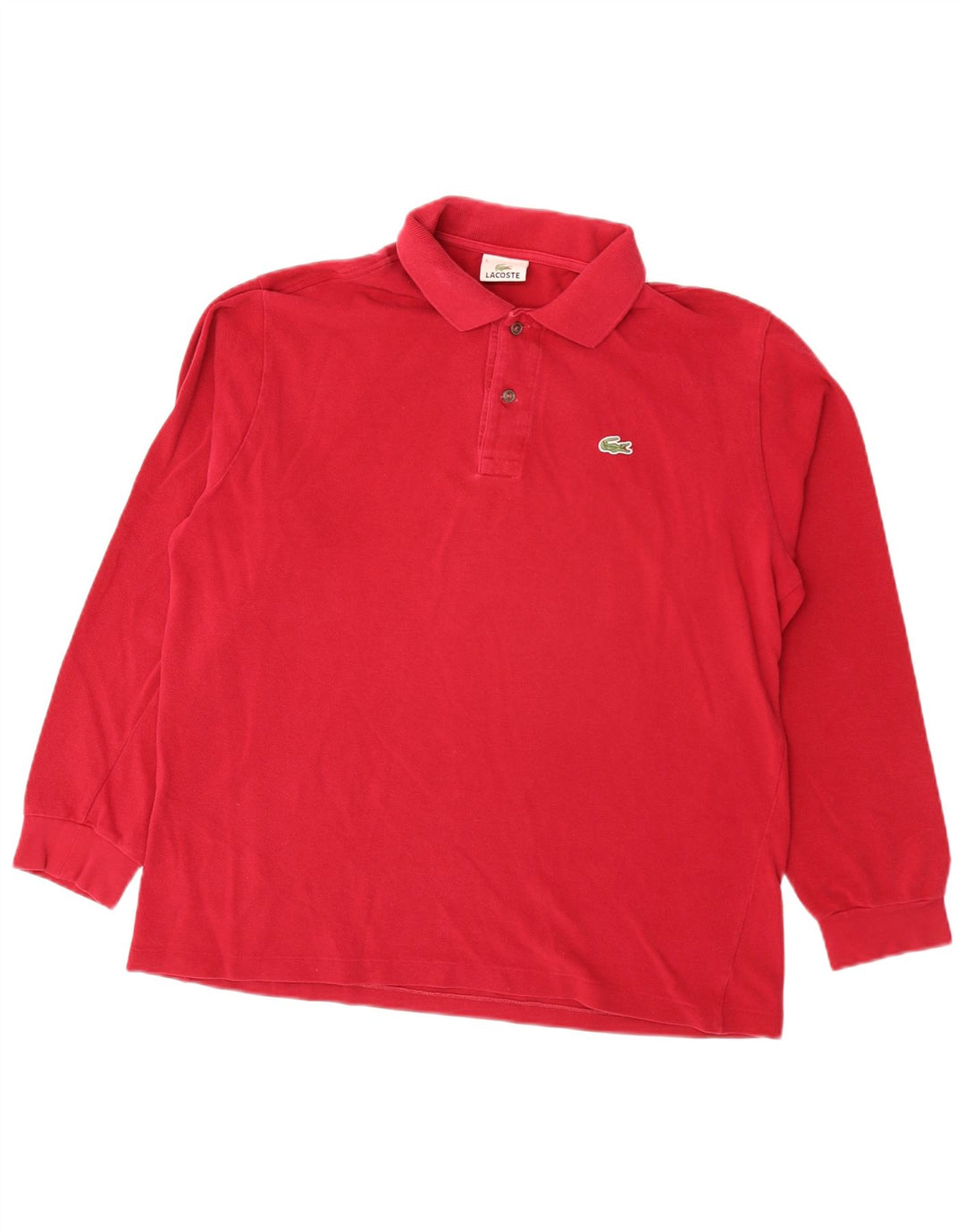 Camisa polo masculina de manga comprida Lacoste tamanho 5 grande algodão vermelho