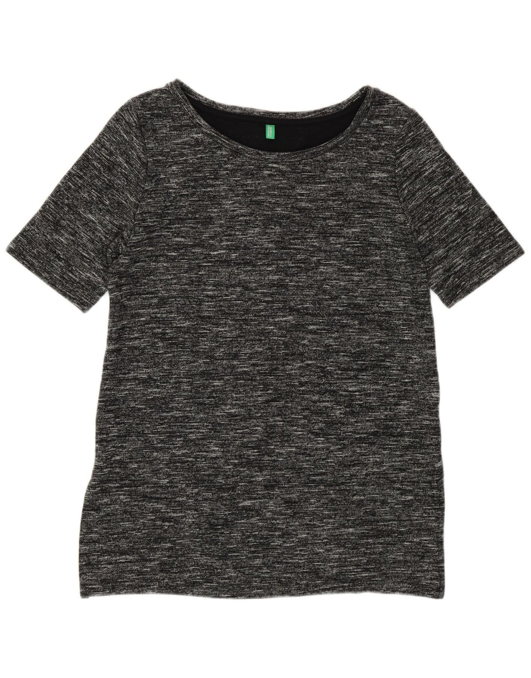 Camiseta Longline Feminina Benetton Top UK 14 Médio Preto Salpicado