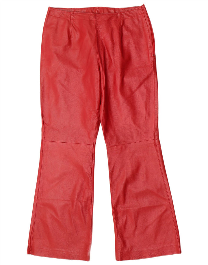 Calça feminina de couro flare Conbipel IT 46 grande W30 L30 couro vermelho