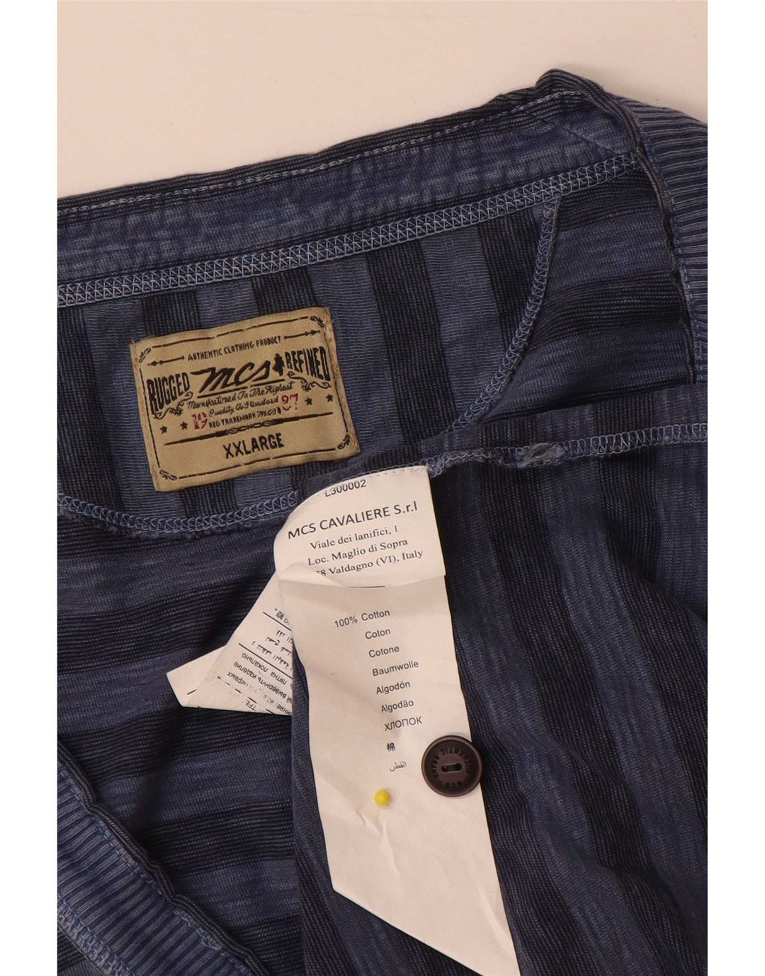 Suéter cardigã masculino Marlboro Classics 2XL algodão listrado azul