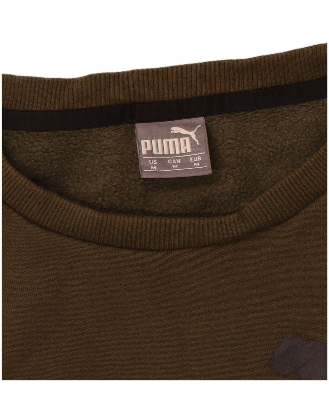 Puma Mens Graphic Moletom Jumper Médio Algodão Cáqui