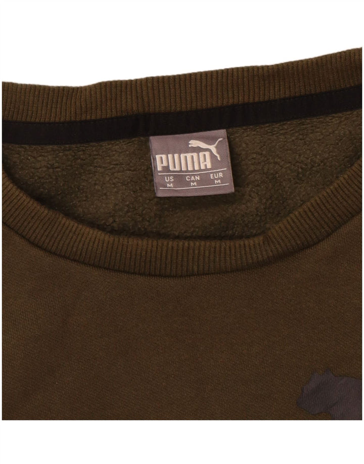 Puma Mens Graphic Moletom Jumper Médio Algodão Cáqui