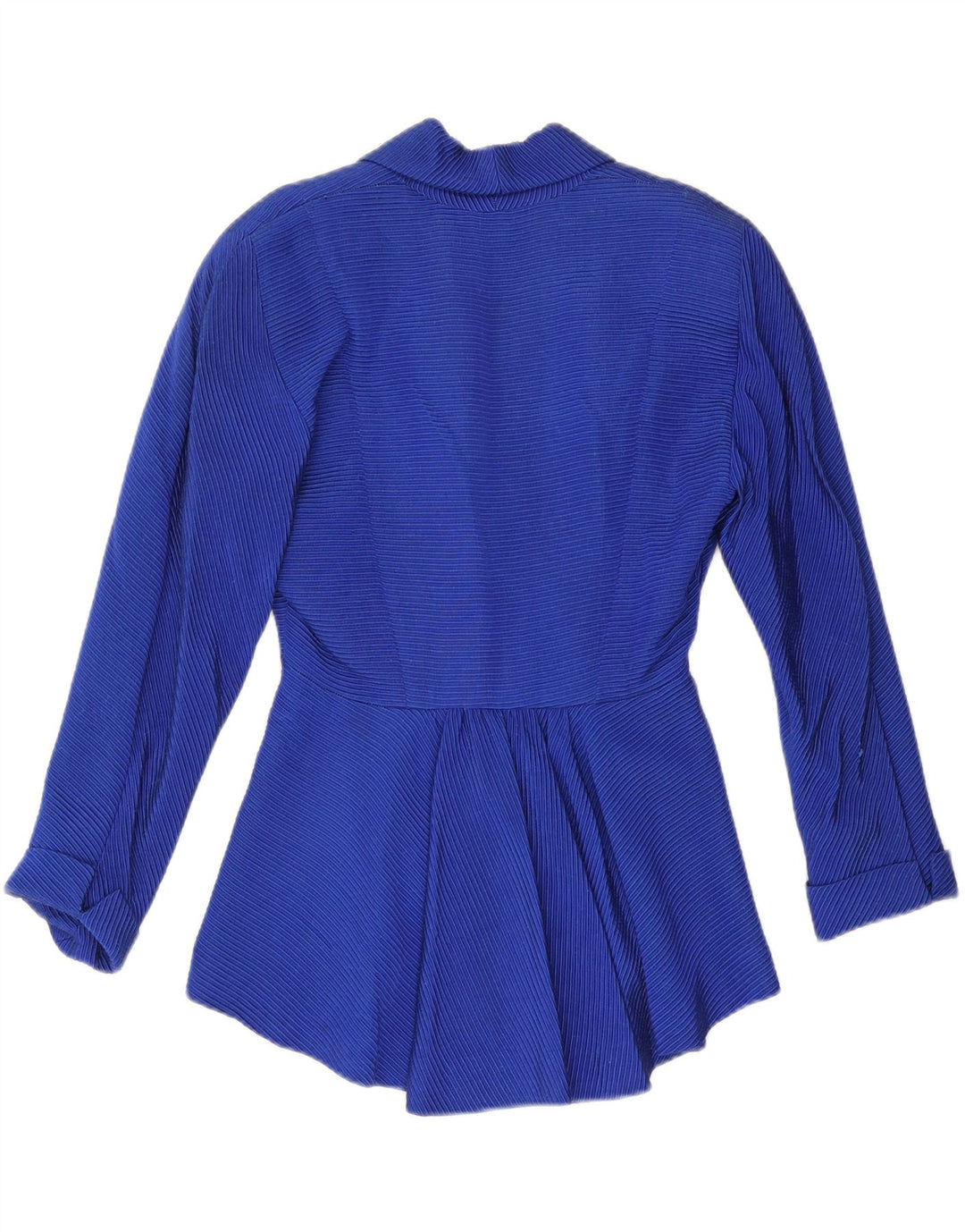 Jaqueta blazer feminina VINTAGE Reino Unido 12 algodão listrado azul médio