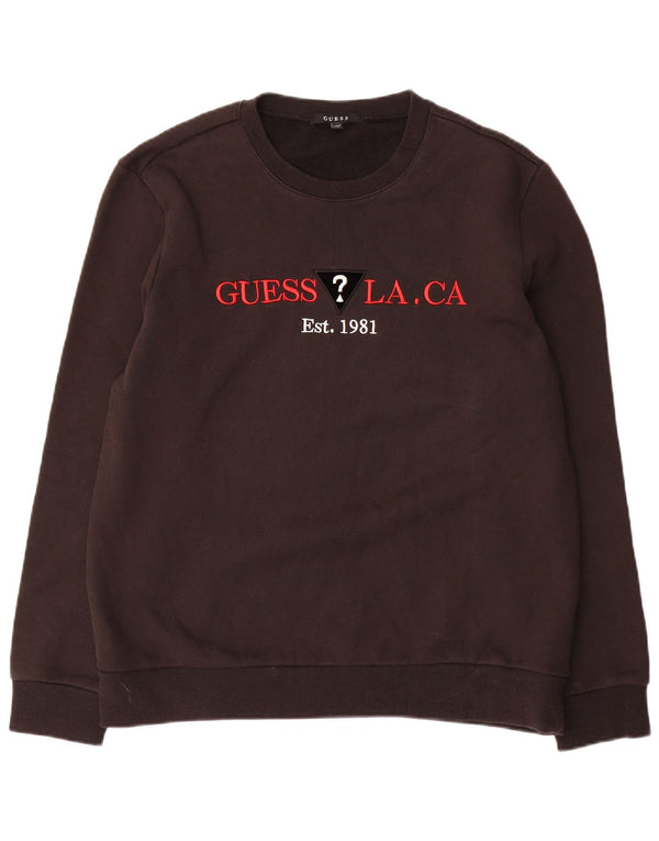 Guess moletom gráfico masculino jumper UK 42 grande algodão preto