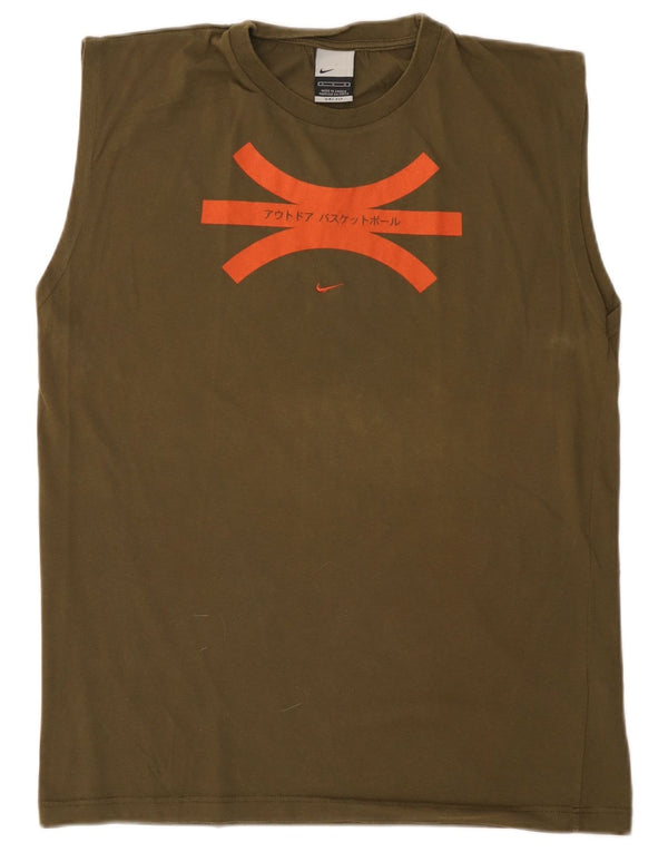 Colete gráfico Nike masculino Dri Fit Top grande de algodão cáqui