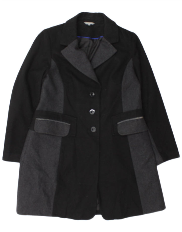 Sobretudo feminino Marks & Spencer UK 16 grande lã colorblock preta