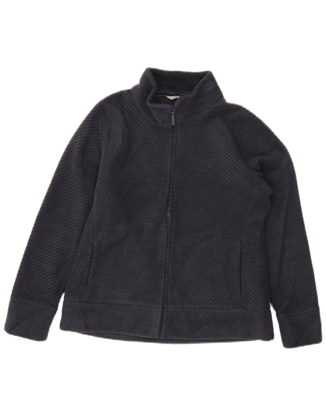 Jaqueta de lã feminina MARKS & SPENCER UK 16 grande poliéster azul marinho