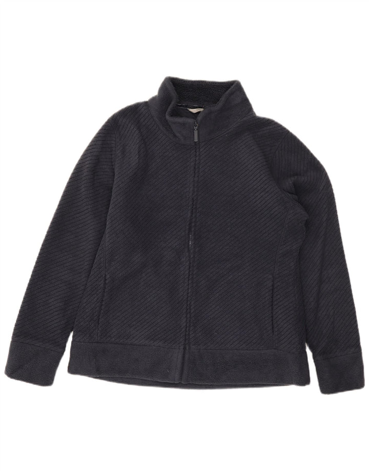 Jaqueta de lã feminina MARKS & SPENCER UK 16 grande poliéster azul marinho