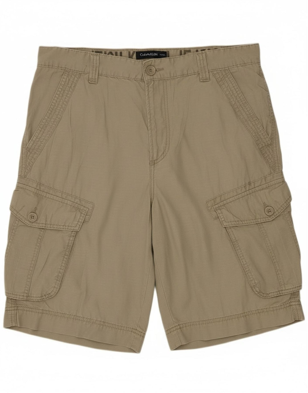 Shorts cargo masculino Calvin Klein W34 grande algodão bege