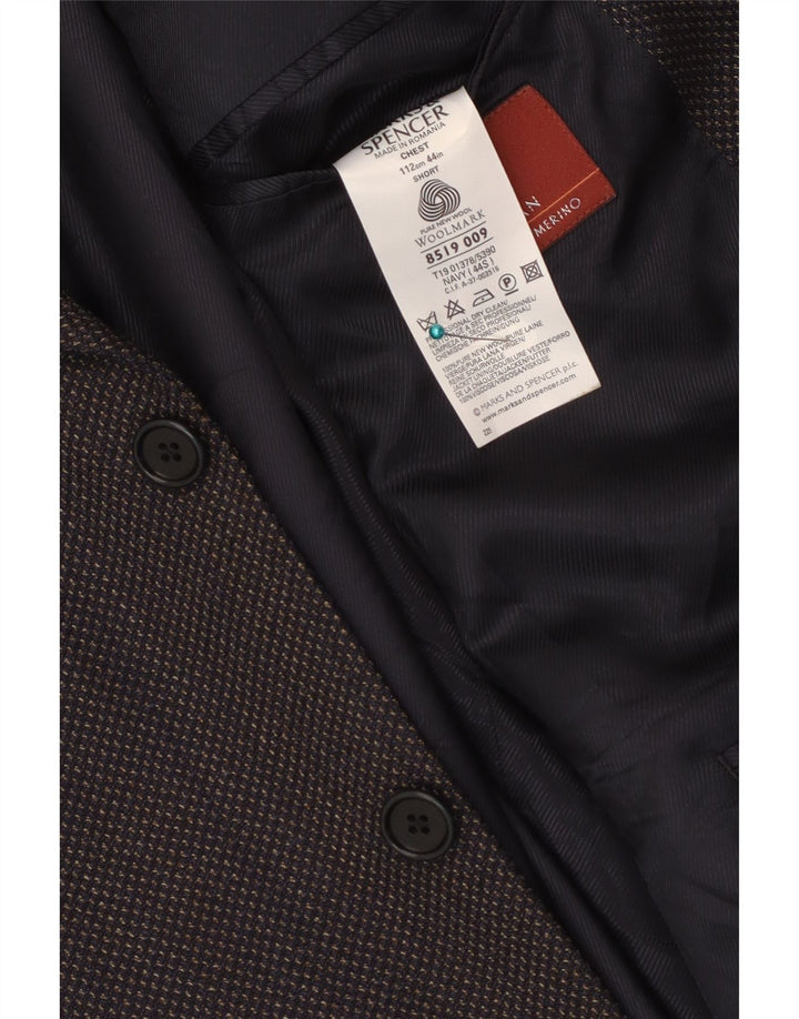 Jaqueta blazer masculina de 3 botões Marks & Spencer Reino Unido 44 XL azul marinho lã virgem