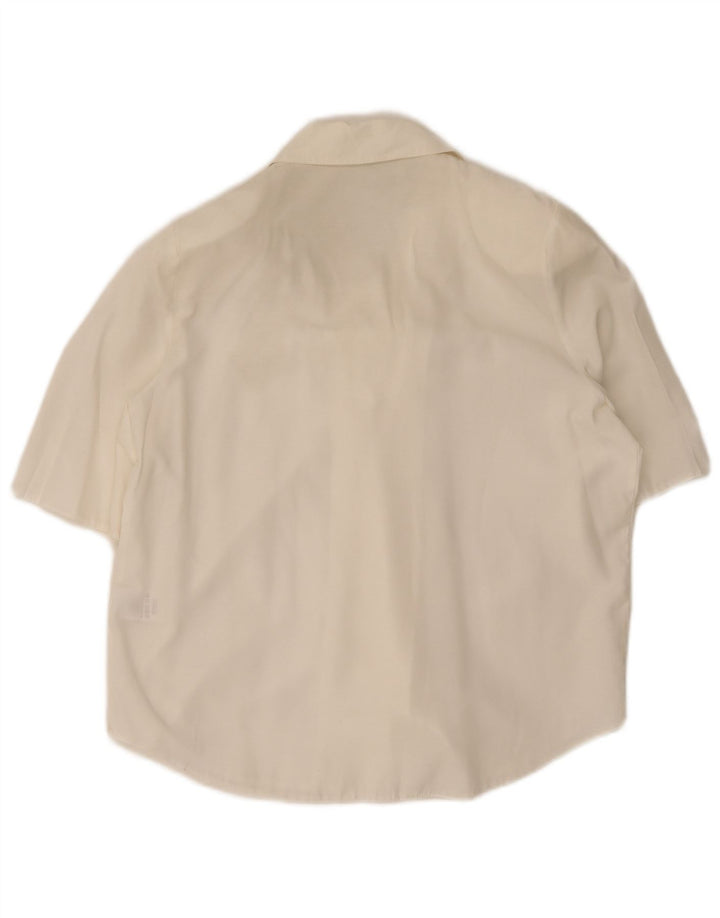 Blusa feminina clássica de manga curta regular Reino Unido 12 médio branco