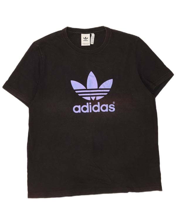 Camiseta gráfica masculina Adidas manga comprida XL algodão preto