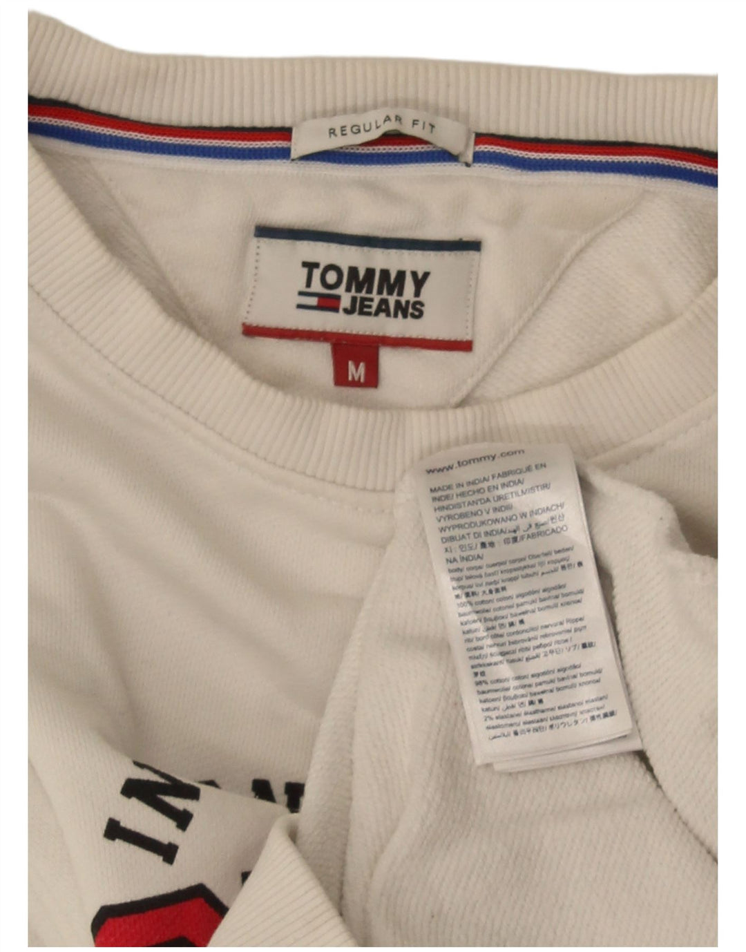 Tommy Hilfiger moletom masculino regular fit jumper médio algodão branco