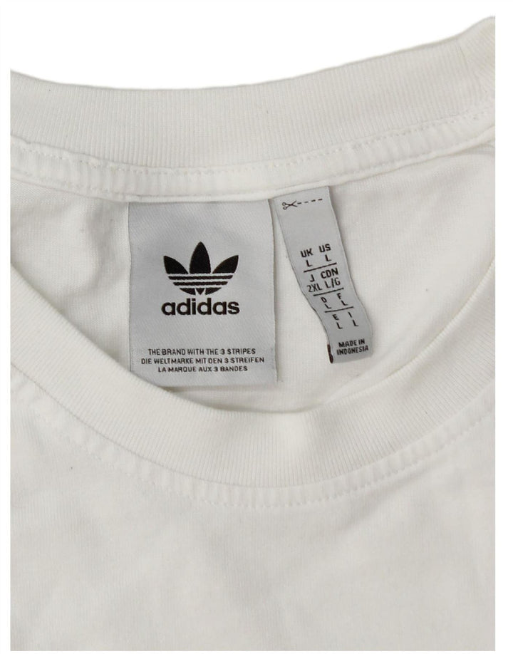ADIDAS Mens Graphic T-Shirt Top Grande Algodão Branco