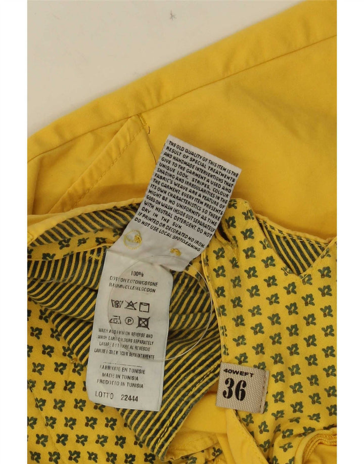 40Weft Mens Chino Shorts W36 Grande Algodão Amarelo