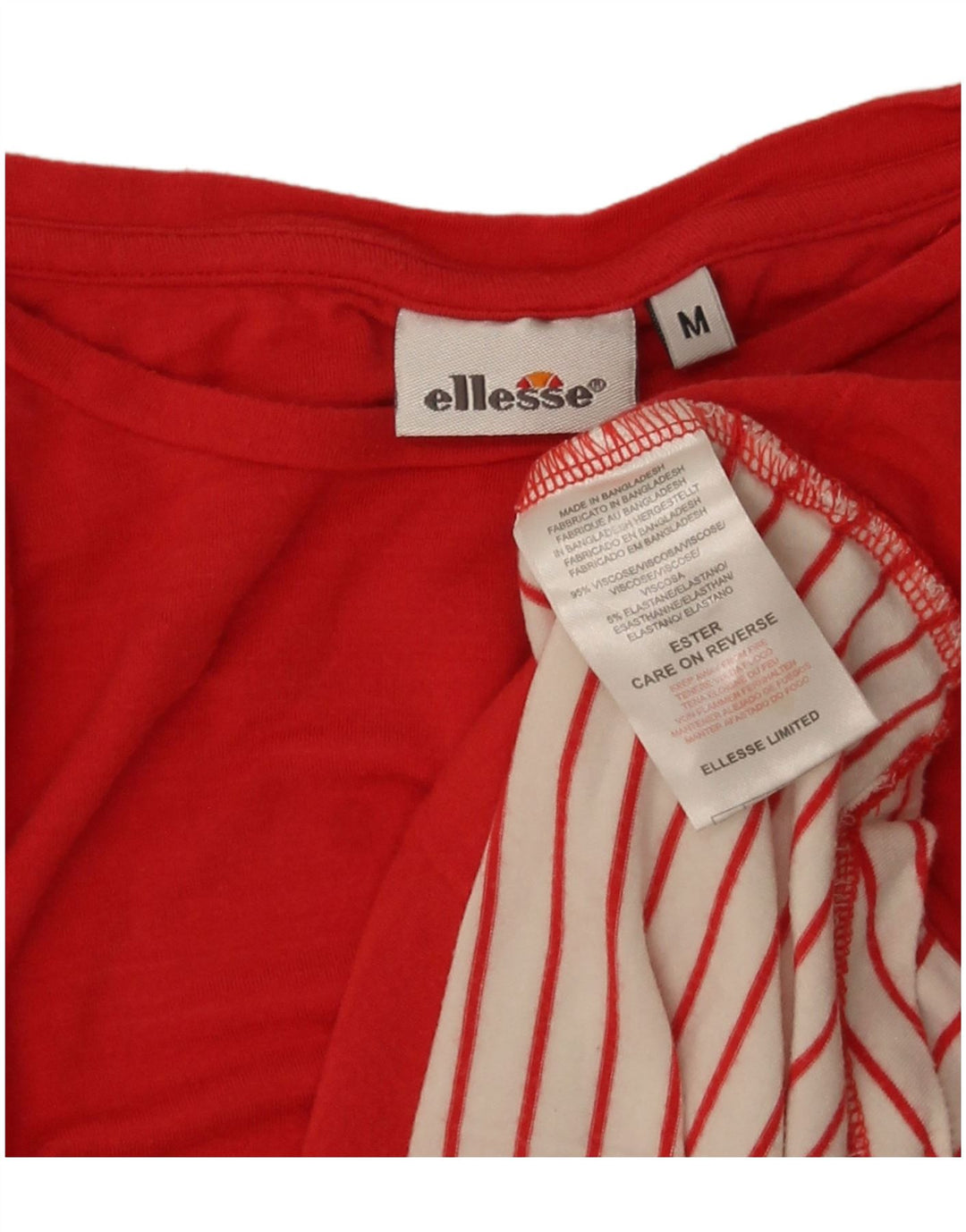 Camiseta feminina Ellesse UK 14 Viscose listrada vermelha média
