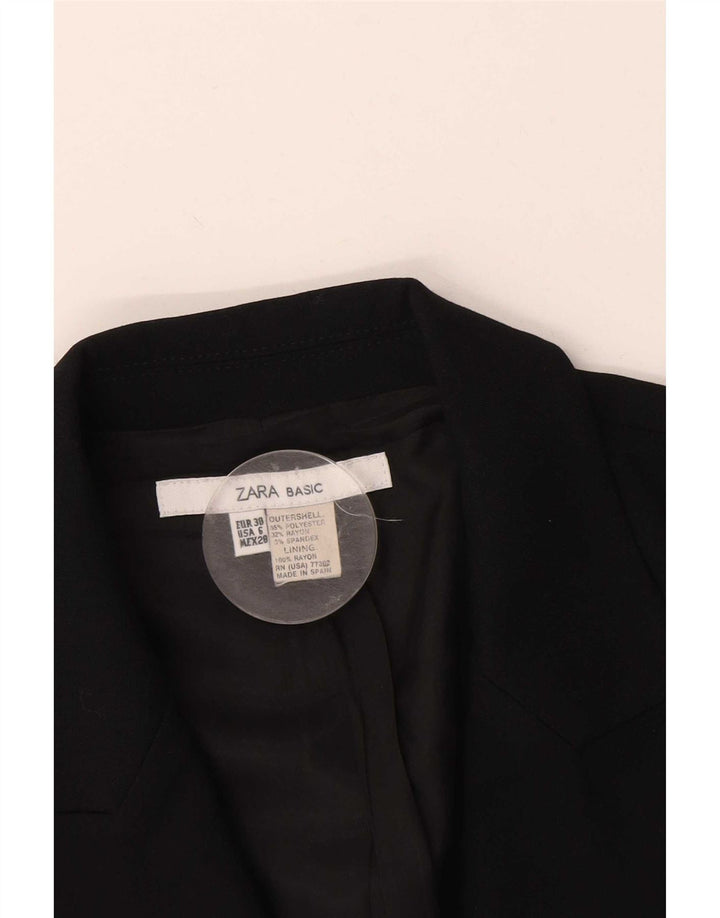 Jaqueta blazer feminina Zara com 1 botão EU 38 poliéster preto pequeno