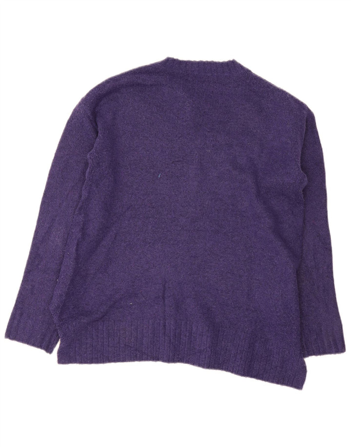 Suéter feminino Marks & Spencer com gola redonda Reino Unido 10 pequeno roxo