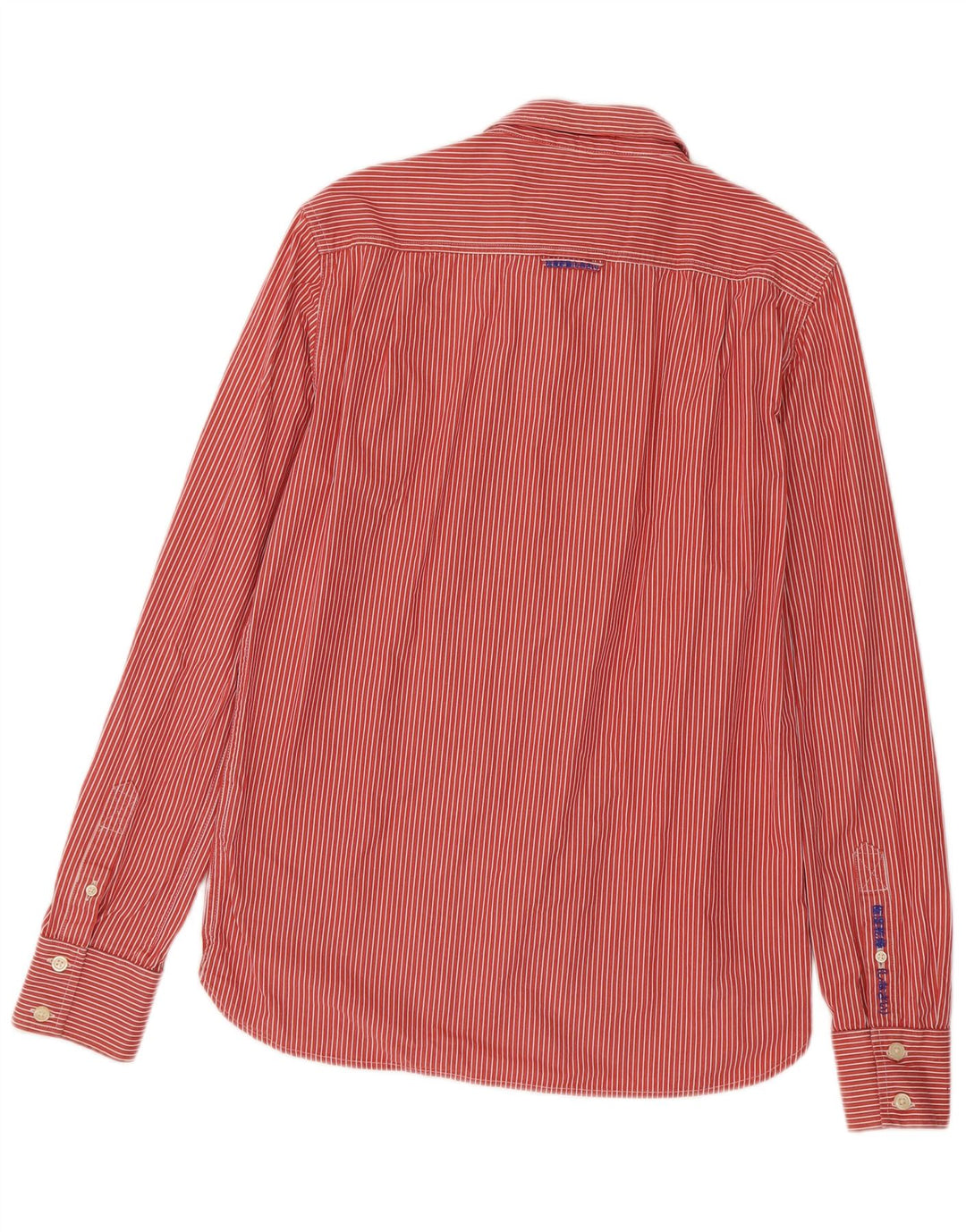 Camisa masculina Superdry grande listrada vermelha de algodão