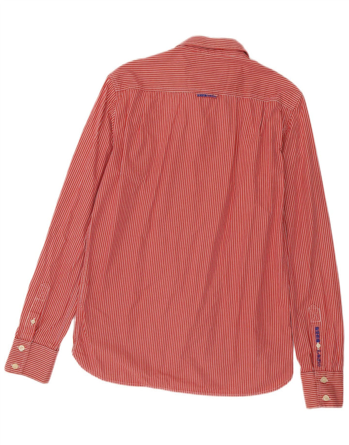 Camisa masculina Superdry grande listrada vermelha de algodão