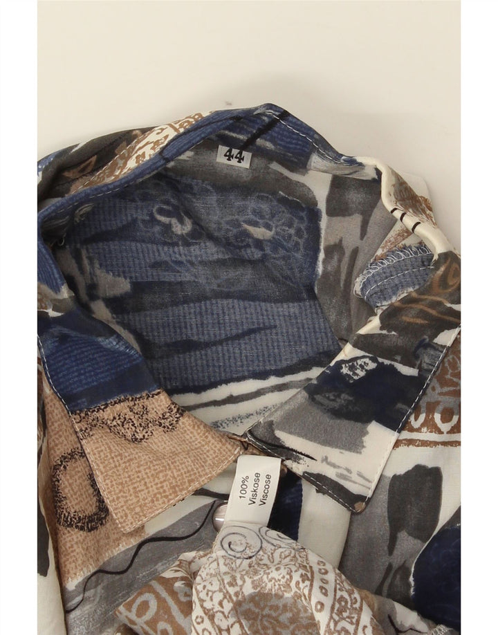 Camisa feminina vintage EU 44 XL multicolorida patchwork viscose