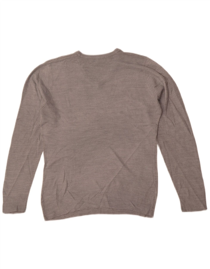 Suéter masculino Marks & Spencer com decote em V pequeno acrílico cinza