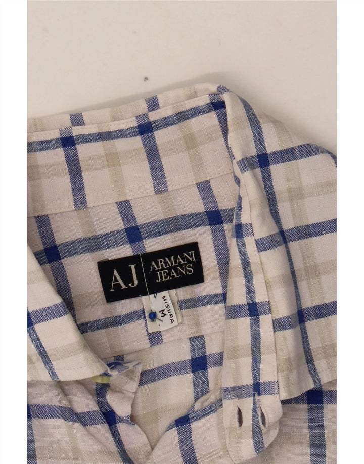 Camisa masculina ARMANI JEANS linho xadrez azul médio